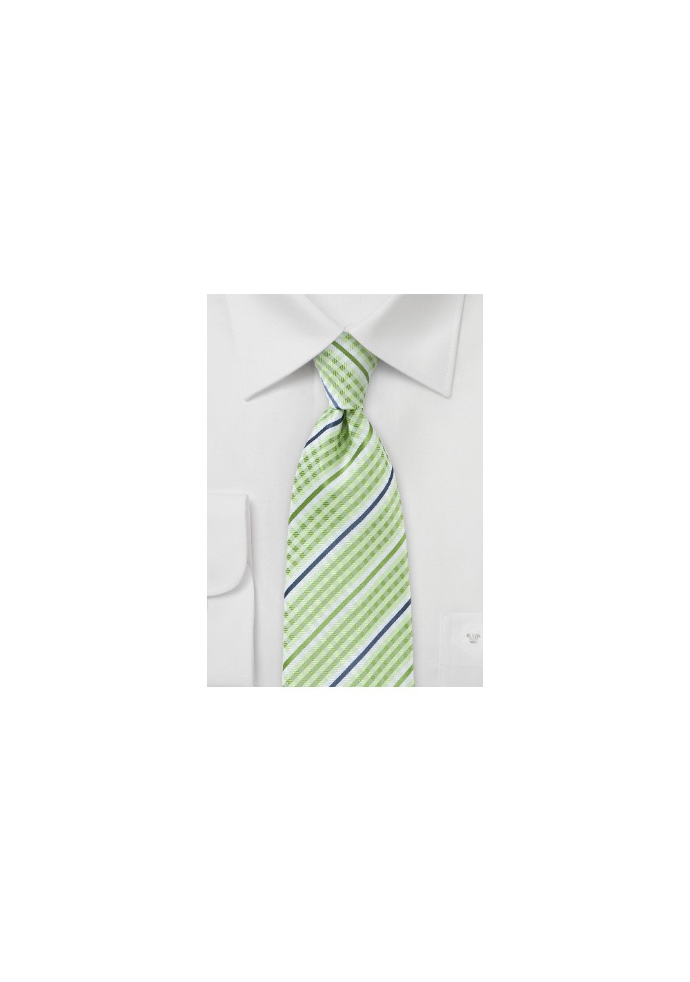 Lime Green Plaid Tie with Blue Accents