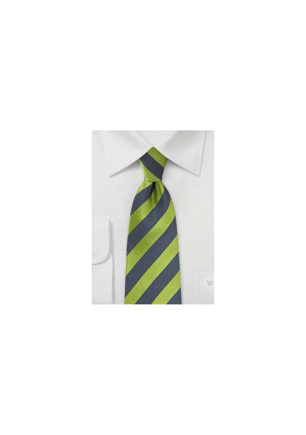 Striped Tie in Fern Green and Charcoal
