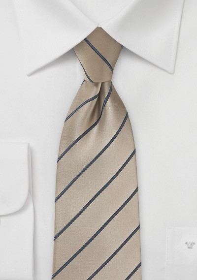 Striped Latte Necktie with Satin Finish