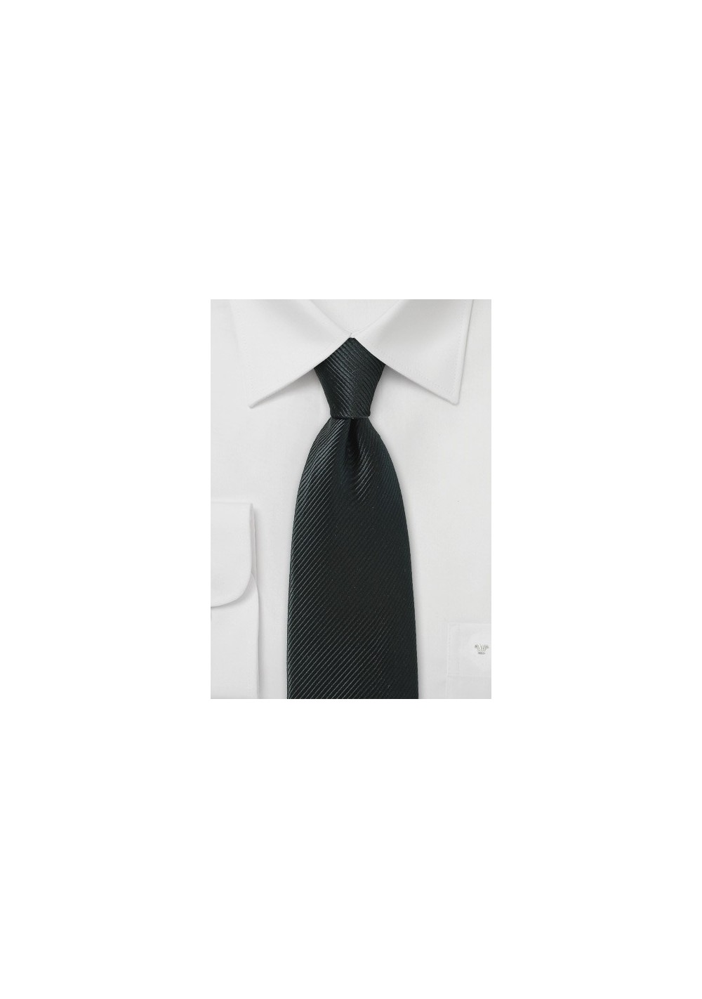 Jet Black Necktie with Sharp Ribbed Texture