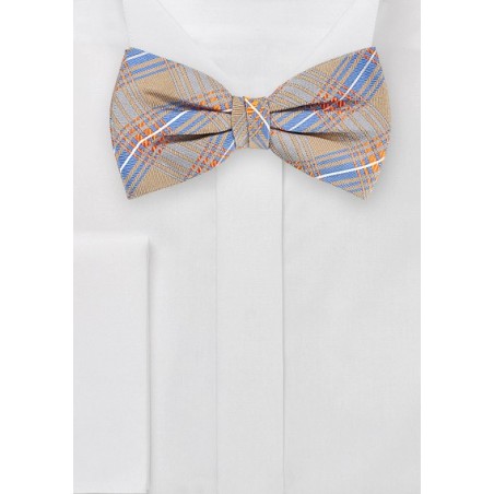 Artisan Bow Tie in Taupes, Oranges and Blues
