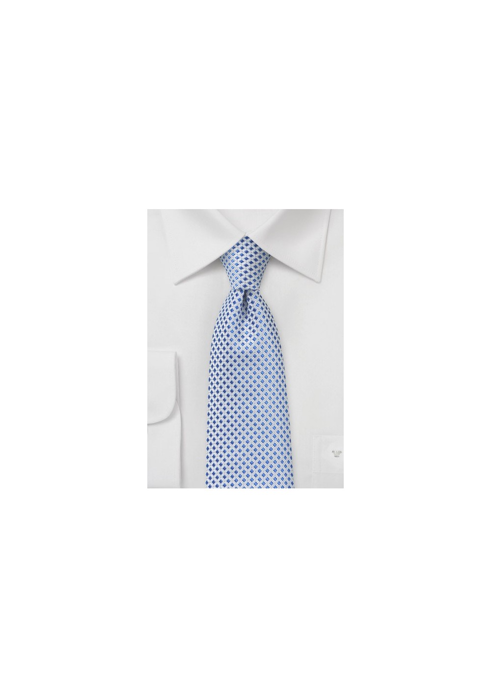 Light Blue and White Checkered Tie