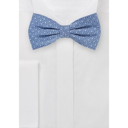Pre-tied Bowtie in Indigo with Tiny Square Pattern