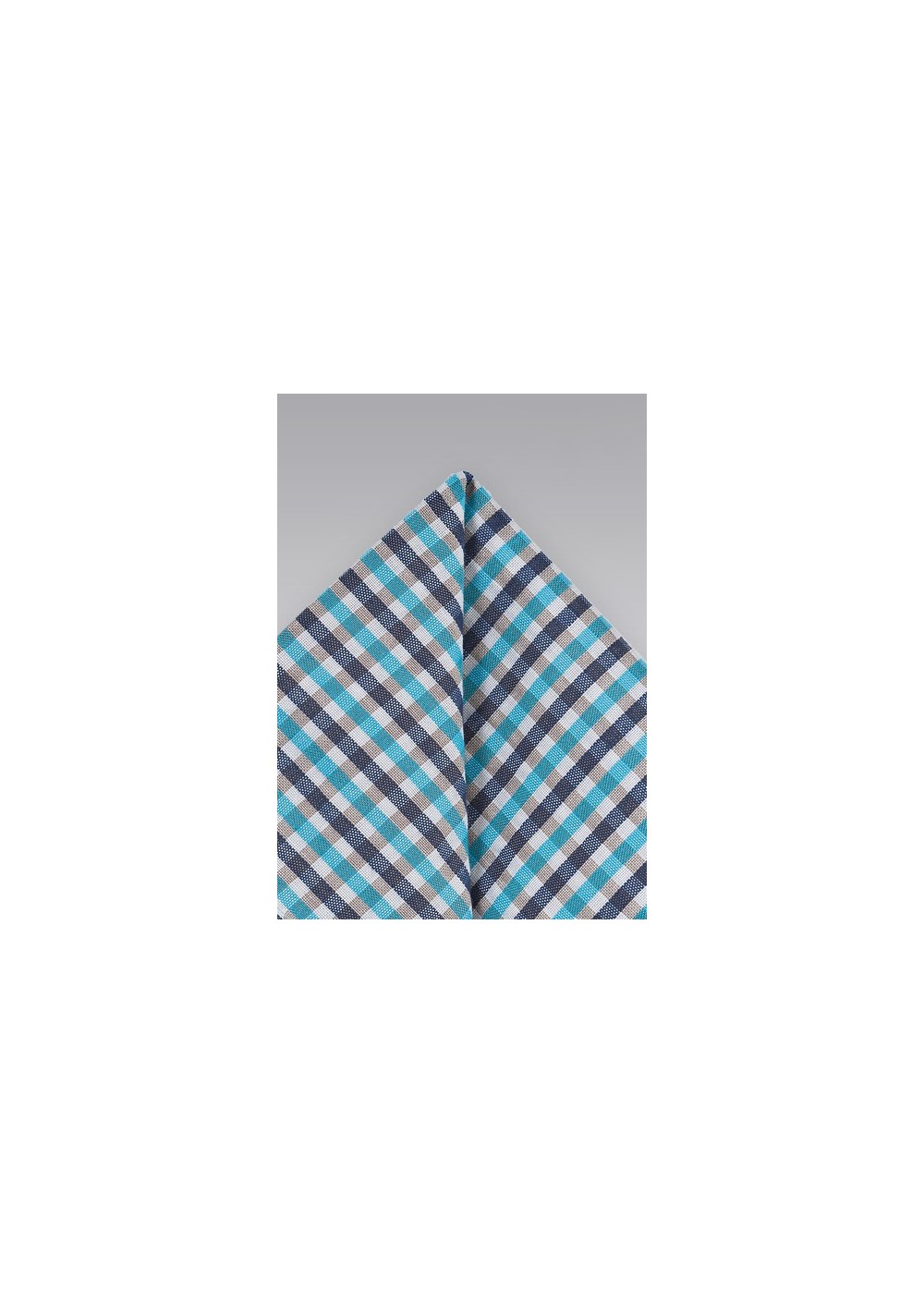 Gingham Patterned Pocket Square in Blues and Aquas