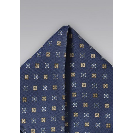 Navy and Yellow Floral Pocket Square