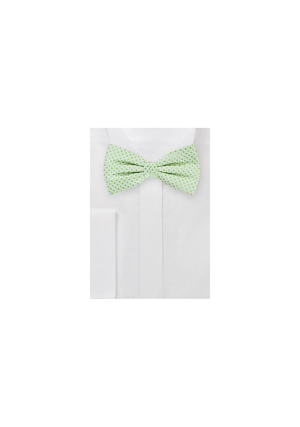 Square Patterned Bow Tie in Silver and Lime