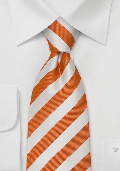 Orange and white striped tie for kids