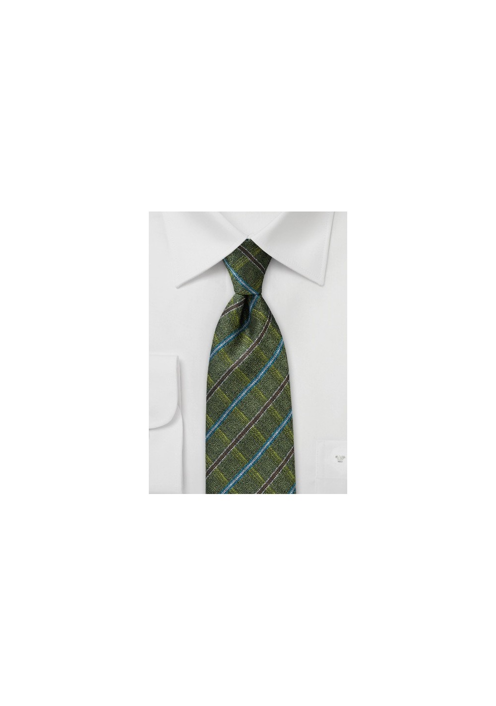 Men's Plaid Style Necktie in Green