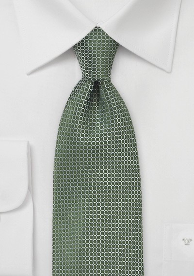 Olive Necktie with Silver Dot Design