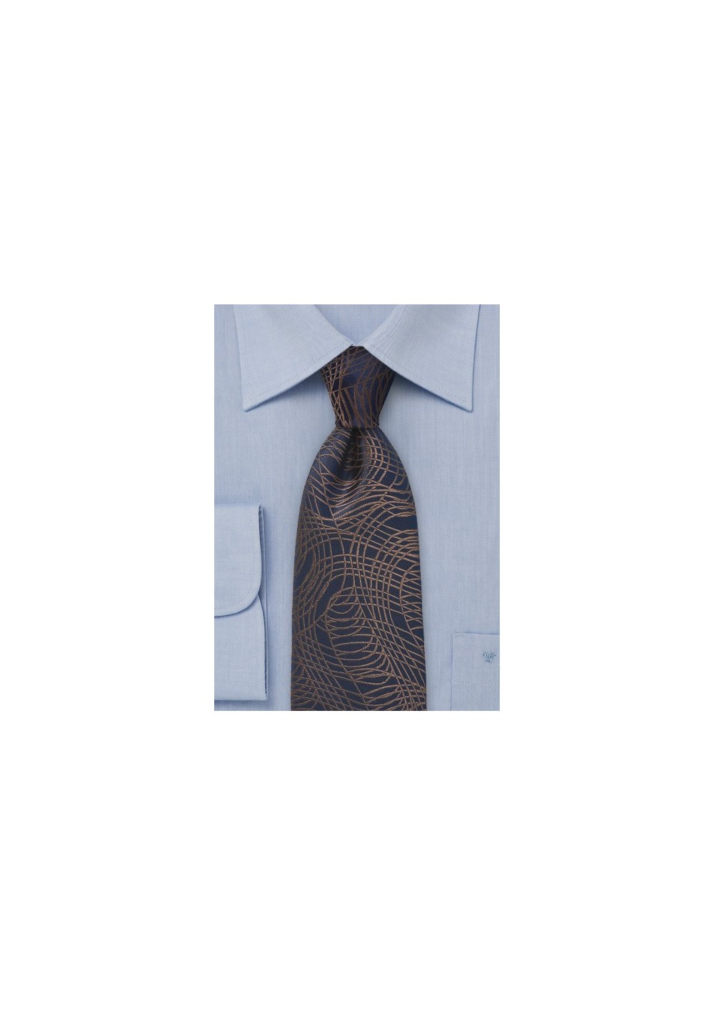 Navy Necktie with Geometric Swirl