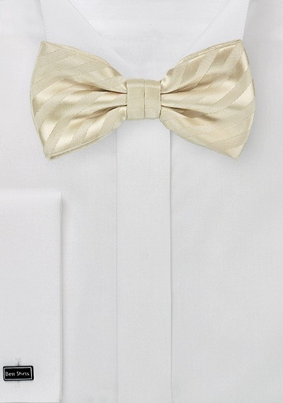 Vanilla-Yellow Striped Bow Tie