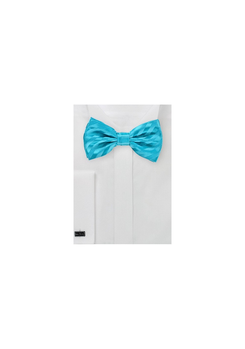 Aqua Blue Striped Bow Tie