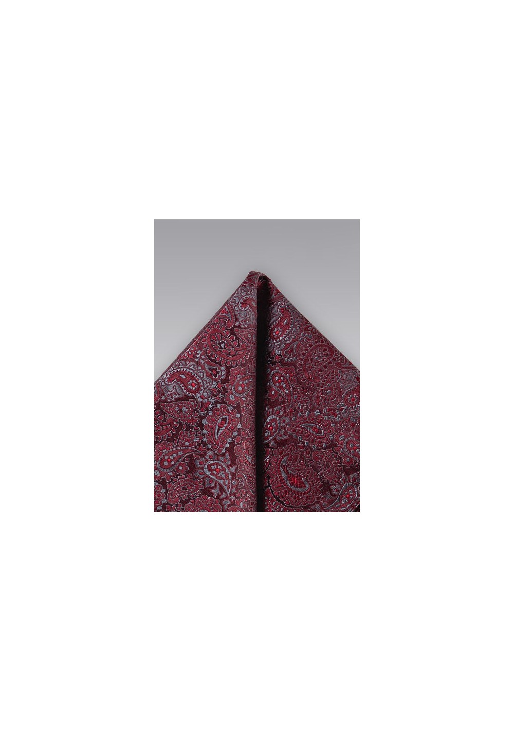 Red and Silver Paisley Pocket Square