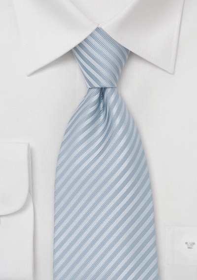 Fine Striped Tie in Light Silver