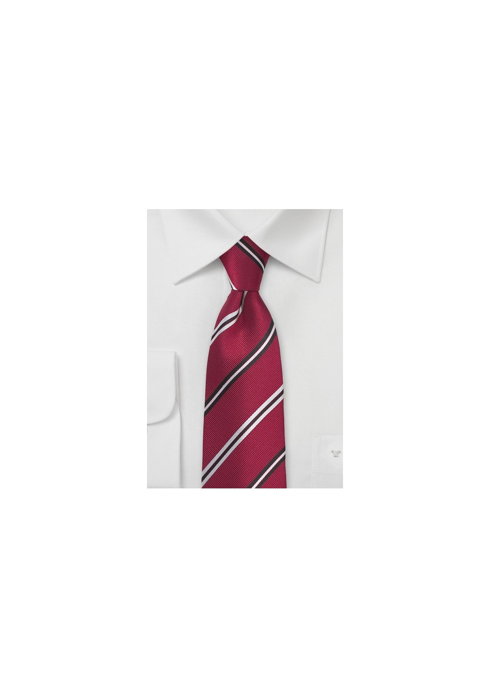 Ruby Red Repp Striped Silk Tie
