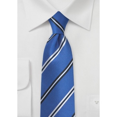 Horizon Blue Necktie with Repp Textured Stripes