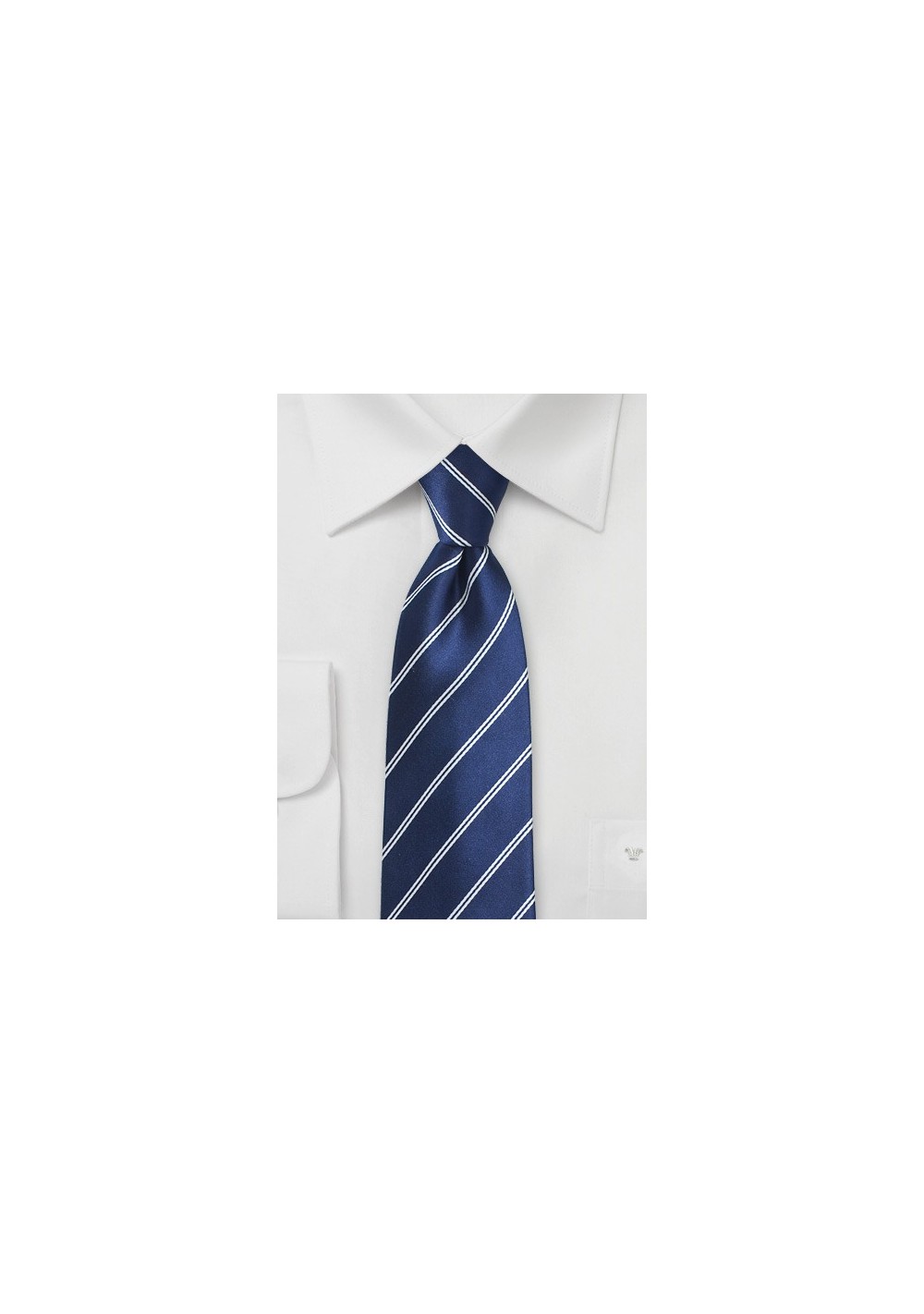 Classic Navy Tie with Double Pin Stripe Design