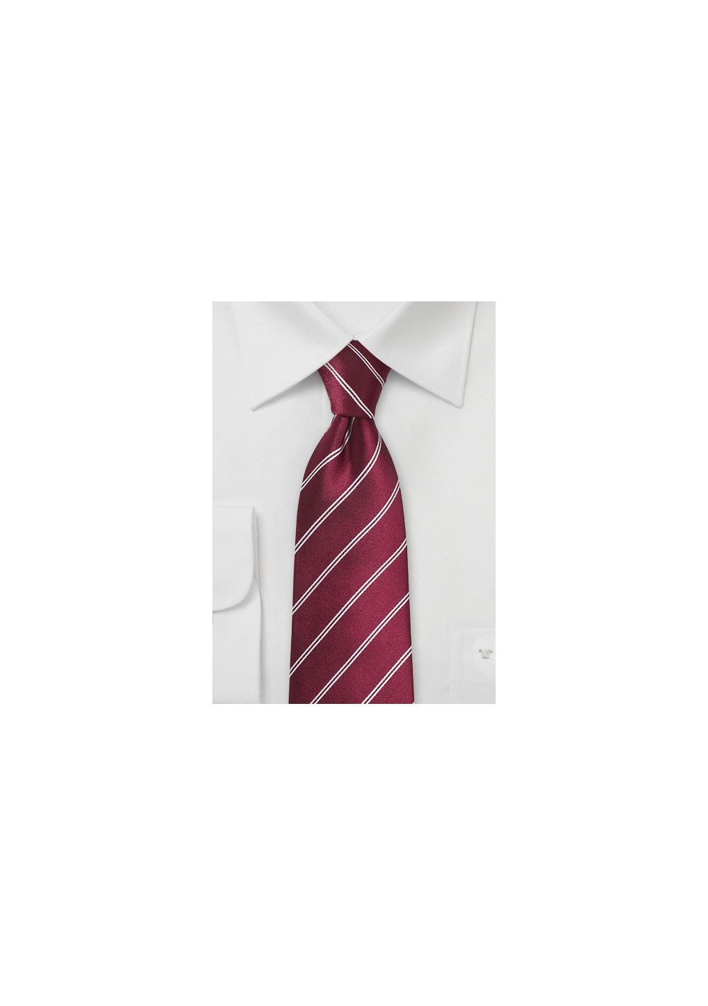 Burgundy Tie with Double Pin Stripes