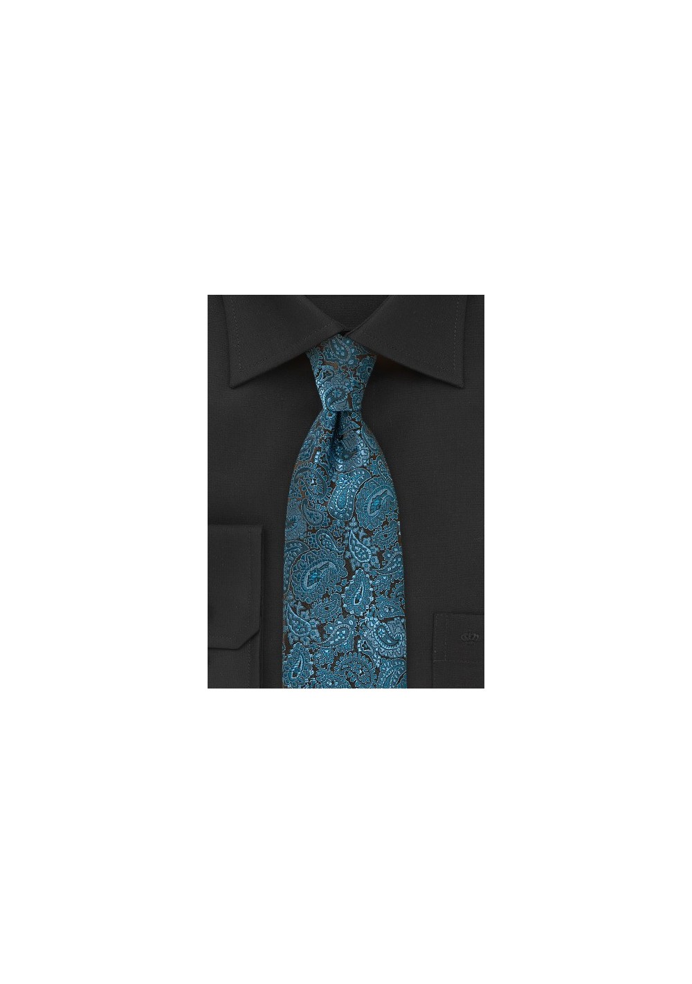 Luxe Paisley Silk Tie in Teal and Black