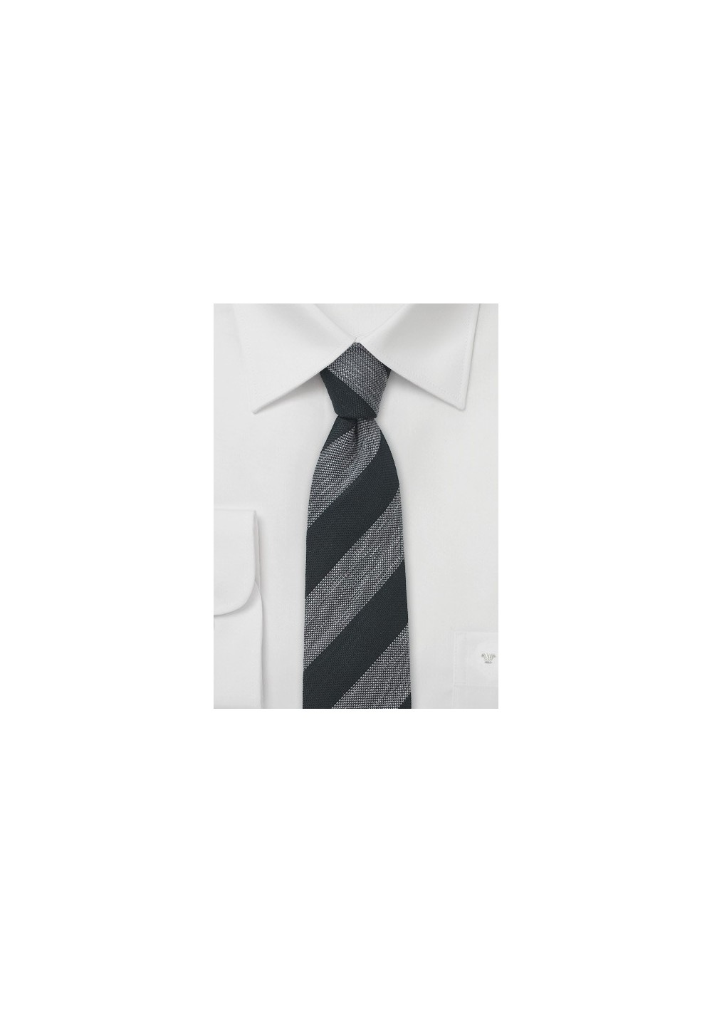 Charcoal and Gray Striped Skinny Tie