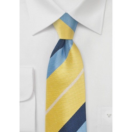 Bold Striped Tie in Yellow and Blue