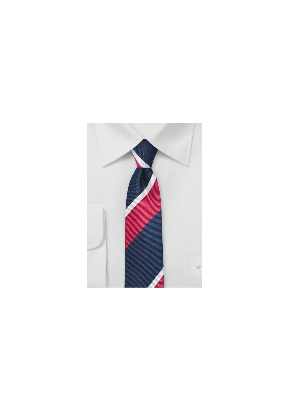 Narrow Striped Tie in Navy and Hot Pink