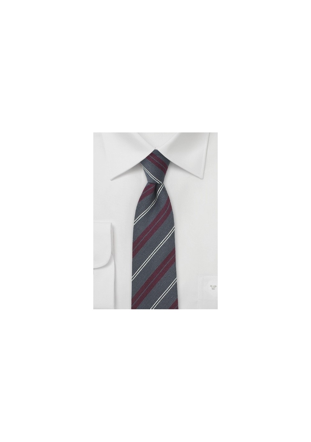 Scholar Striped Necktie Shale and Burgundy