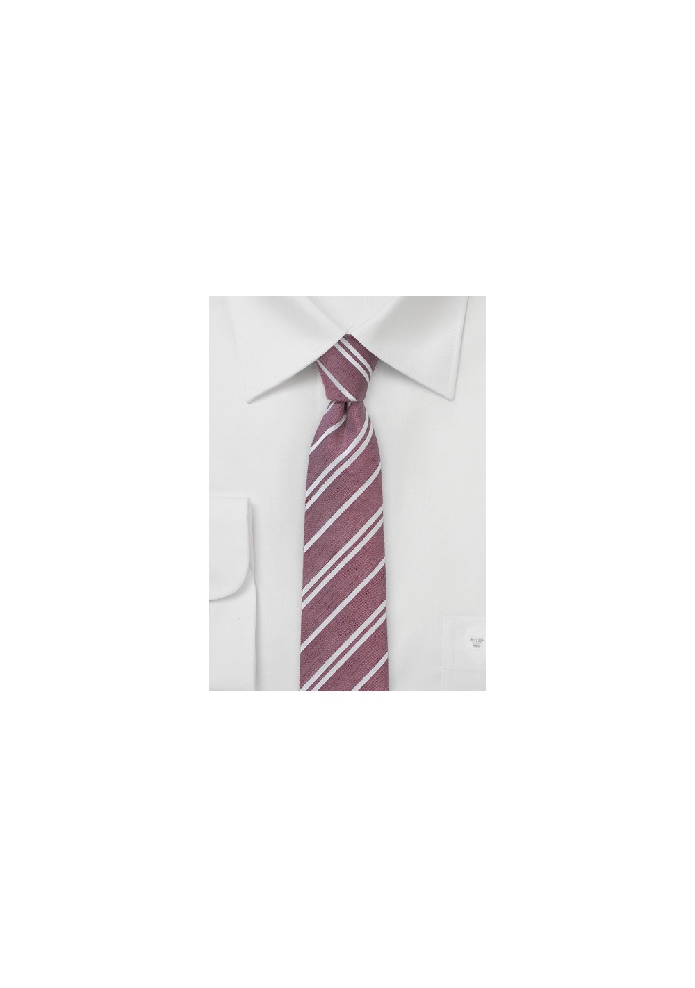 Skinny Striped Tie in Washed Red