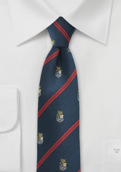 Crested Regimental Skinny Tie