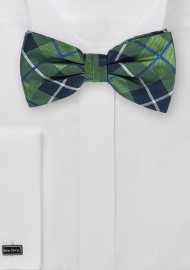 Tartan Plaid Bow Tie in Forest Green and Blue