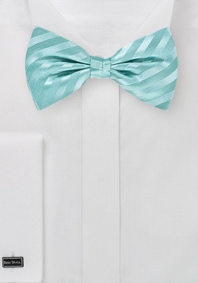 Aqua Blue Bow Tie with Stripes