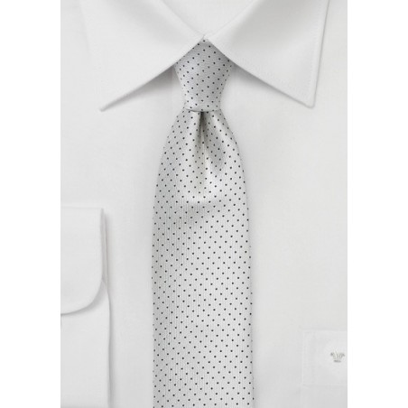 Formal Skinny Pin Dot Tie in Silver and Black