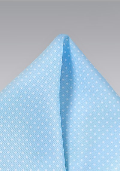 Baby Blue Pocket Square with White Dots