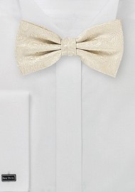 Cream and Ivory Paisley Bow Tie