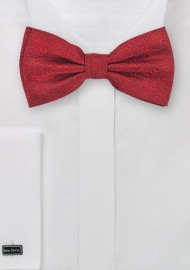 Formal Silk Bow Tie in Red with Paisleys