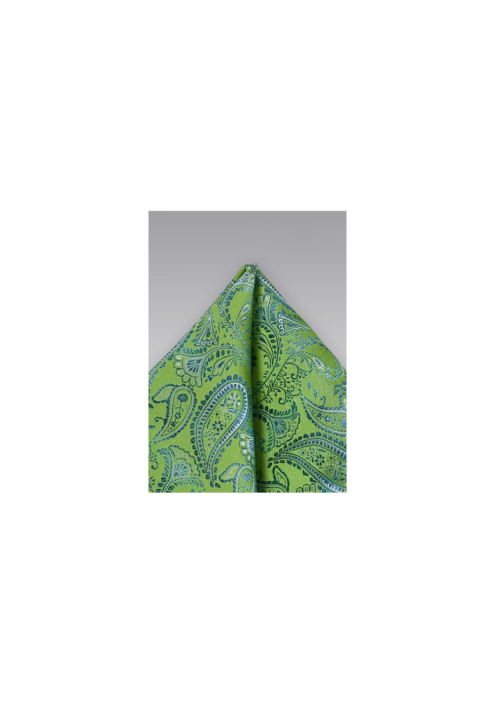 Bright Green and Blue Paisley Pocket Square