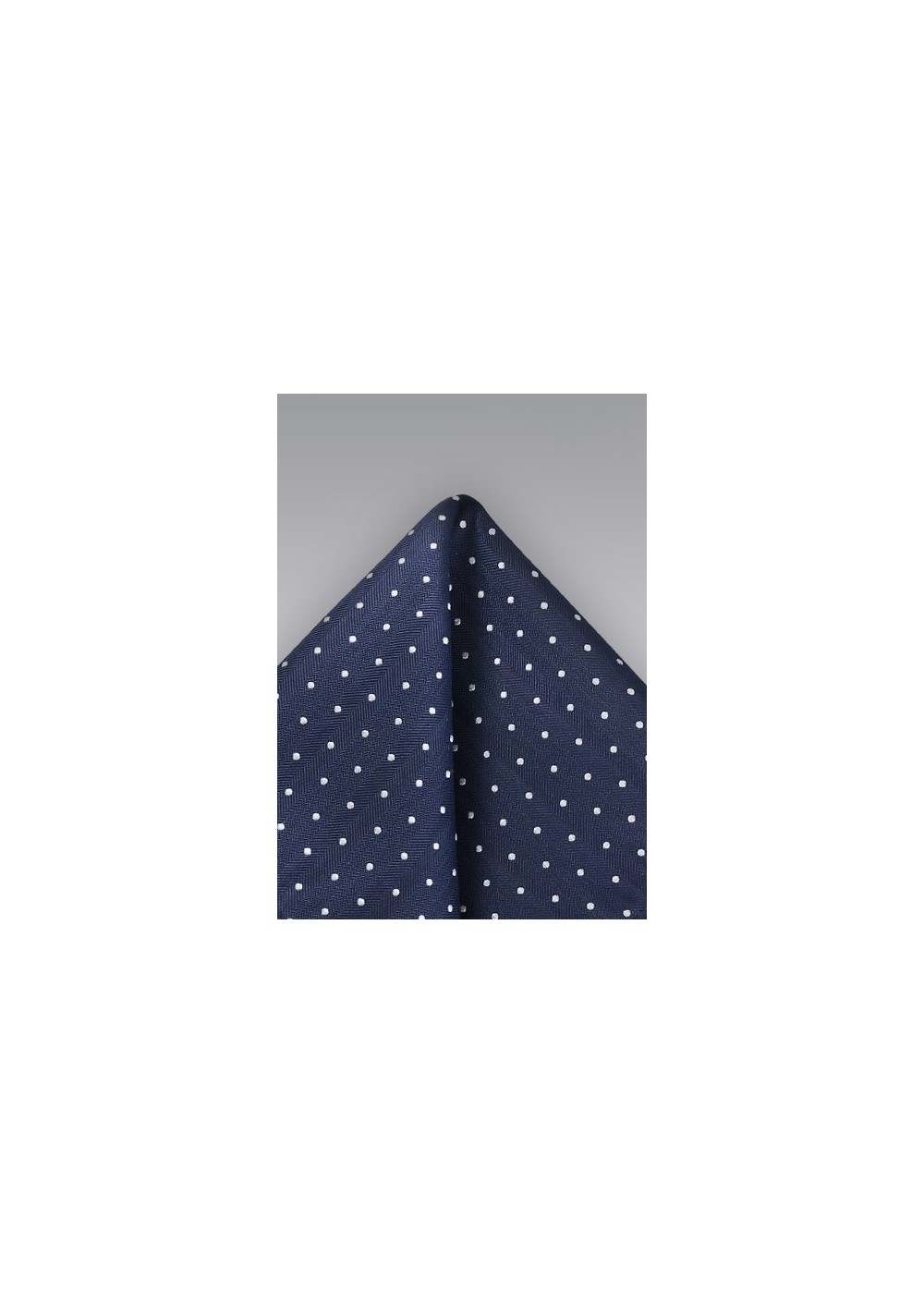 Woven Silk Pocket Square in Navy and Silver