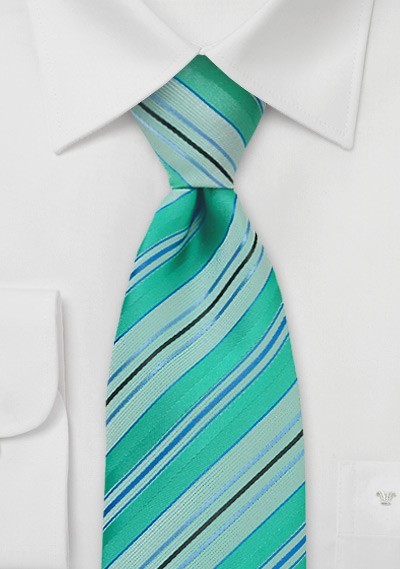 Mint Green Striped Tie for Kids