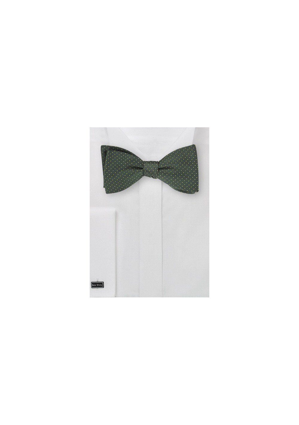 Dark Green Bow Tie with Tiny Yellow Dots
