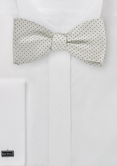Elegant Silver and Black Pin Dot Bow Tie