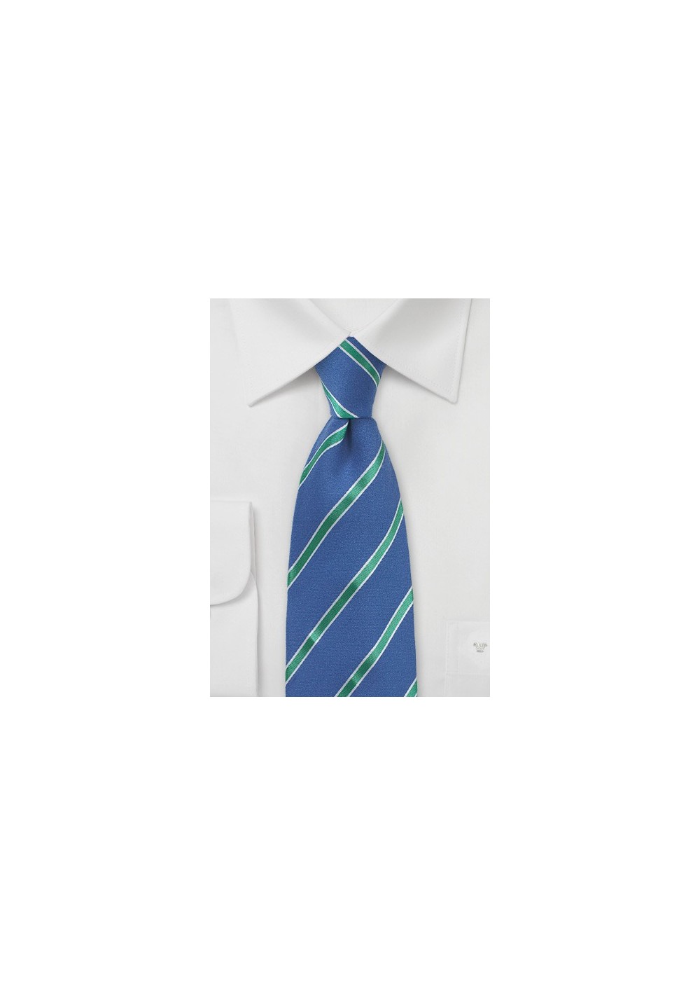 Blue Summer Tie with Mint Green Stripes