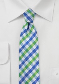 Blue and Lime Green Gingham Tie