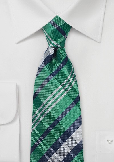 Scottish Tartan Plaid Tie in Green and Navy