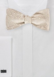 Light Cream Colored Paisley Bow Tie (self tie)