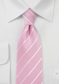 Flamingo Pink Striped Silk Tie
