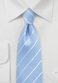 Sky Blue Tie with White Pencil Stripes