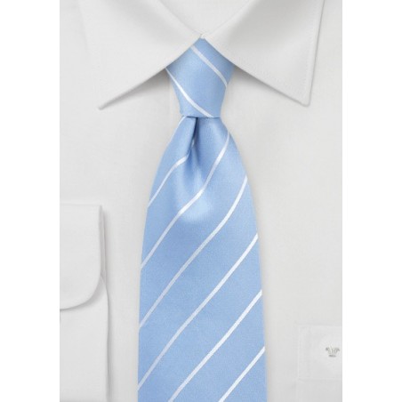 Sky Blue Tie with White Pencil Stripes