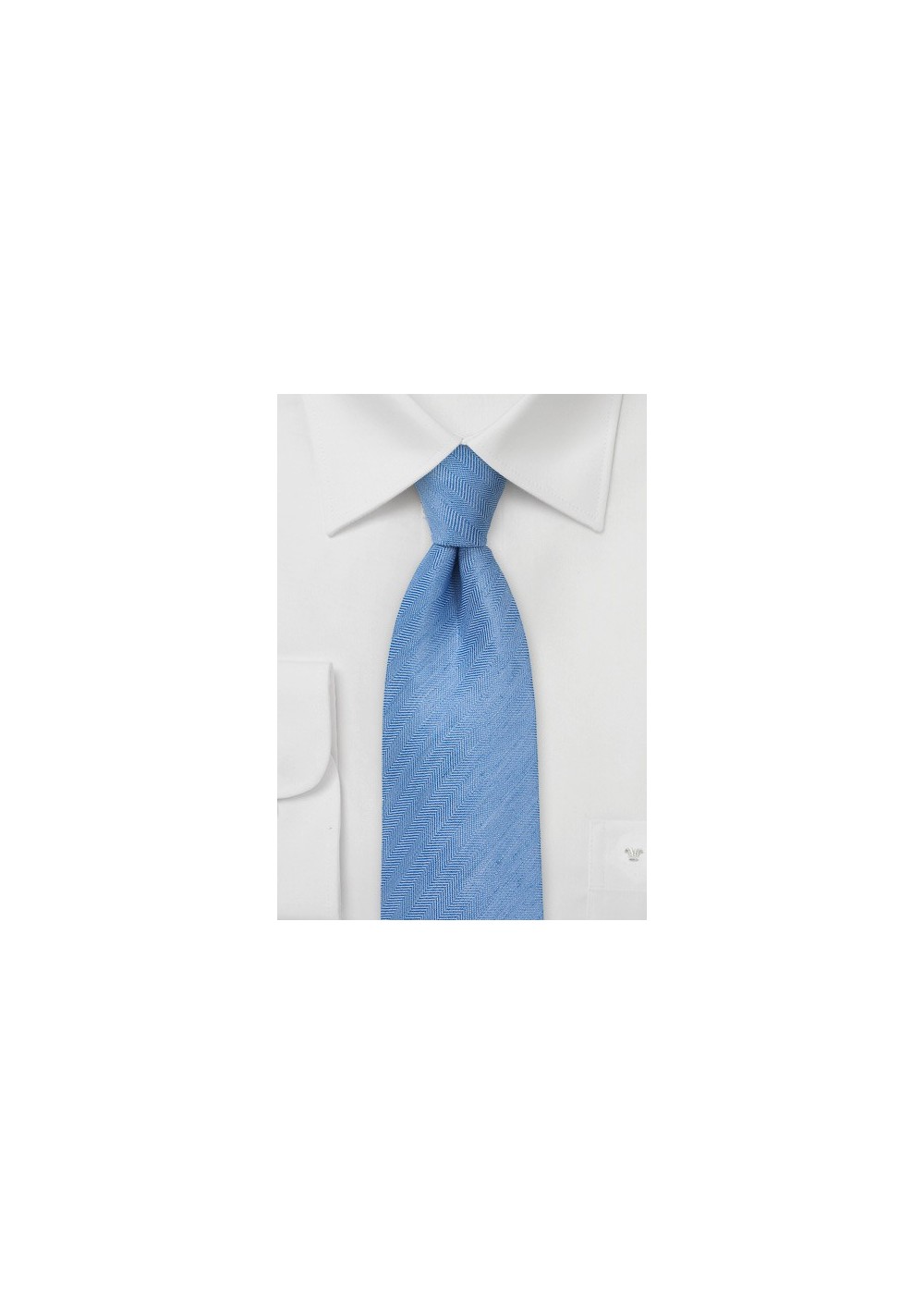 Woven Herringbone Linen Tie in Light Blue