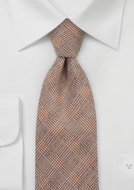 Designer Glen Check Tie in Burnt Orange