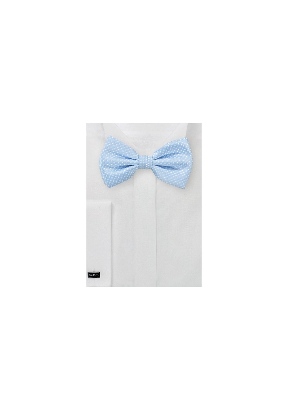 Baby Blue Bow Tie with White Pin Dots